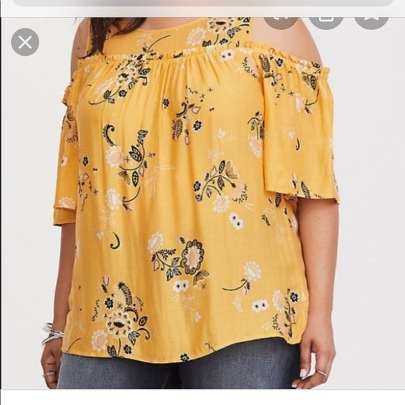 yellow cold shoulder blouse